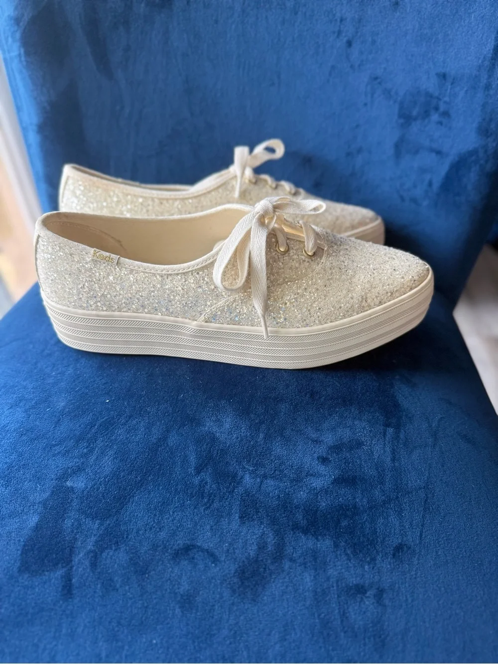 Keds Women's Glitter Lace-Up Sneakers - Champagne Gold